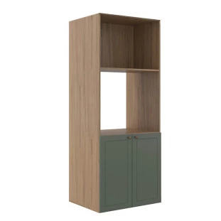 Módulo Torre Quente 172x70x56cm Micro-Ondas Forno 100% MDF Cozinha Provence Robel Hanover/Salvia Matte