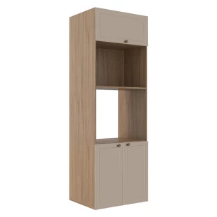 Módulo Torre Quente 208x70x56cm Micro-Ondas Forno 100% MDF Cozinha Provence Robel Hanover/Fendi Matte