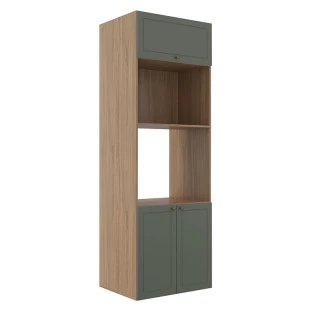 Módulo Torre Quente 208x70x56cm Micro-Ondas Forno 100% MDF Cozinha Provence Robel Hanover/Salvia Matte
