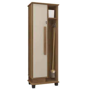 Multiuso Lavanderia com Porta Vassoura 1 Porta Berlim RV Móveis Cinamomo/Off White