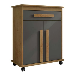 Buffet Balcão Pequeno Multiuso 75cm 2 Portas Chile RV Móveis Cinamomo/Grafite