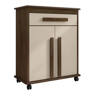 Buffet Balcão Pequeno Multiuso 75cm 2 Portas Chile RV Móveis Freijó/Off White
