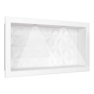 Nicho Para Banheiro Com LED 60x30 Mármore Sintético Cozimax Branco Textura