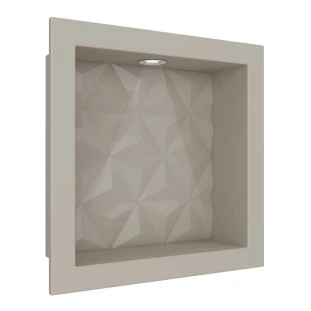 Nicho Para Banheiro 30x30 Com LED Mármore Sintético Cozimax Bege Textura