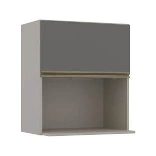 Módulo Armário Aéreo Nicho Micro-Ondas 68x60 100% MDF Cozinha Modulada Gold Robel Fendi/Cinza