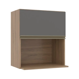 Módulo Armário Aéreo Nicho Micro-Ondas 68x60 100% MDF Cozinha Modulada Gold Robel Hanover/Cinza