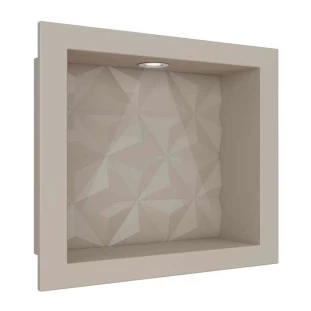 Nicho Para Banheiro 40x30 Com LED Mármore Sintético Cozimax Bege Textura