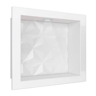 Nicho Para Banheiro 40x30 Com LED Mármore Sintético Cozimax Branco Textura