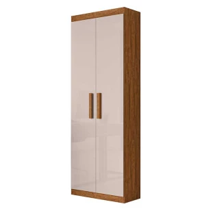 Organizador Multiuso Quarto Sala Escritório 2 Portas 204x70cm Delta Lukaliam Amendoa/Off White