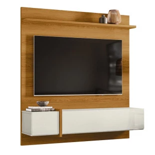 Painel Para TV 55 Polegadas 160cm Avila Lukaliam Freijo/Off White Perolizado