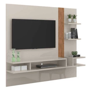 Painel Suspenso Para TV 50 Polegadas Cross 1.8 Lukaliam Off White/Amêndoa 