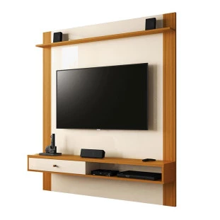 Painel Suspenso Para TV 55 Pol 1.5 Adapt EAX Móveis Off White/Cedro