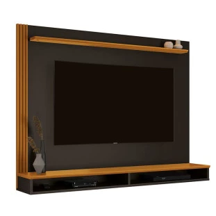 Painel Para TV Ripado 55 Polegadas 140cm Ciccare EAX Móveis Preto/Cedro