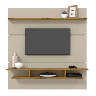 Painel Para TV 60 Polegadas Adryan Patrimar Off White/Nature