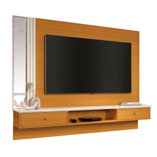 Painel Para TV 55 Polegadas 160cm Espelho Look EAX Móveis Cedro/Off White