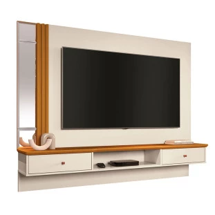 Painel Para TV 55 Polegadas 160cm Espelho Look EAX Móveis Off White/Cedro