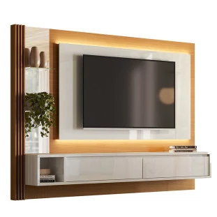 Painel Para TV 55 Polegadas Com LED 2.1 Moroni EAX Móveis Tauari/Off White