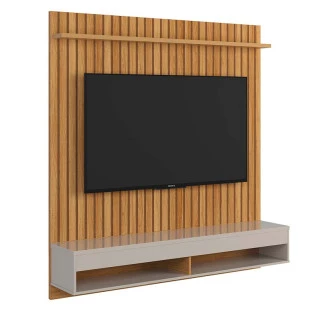 Painel Ripado Para TV 65 Polegadas 160cm Detroit Lukaliam Freijo/Off White