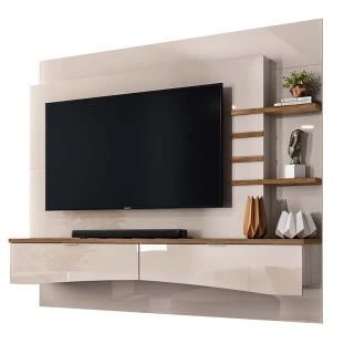 Painel Para TV Até 55 Pol Gold 1.8 Lukaliam Off White/Canela