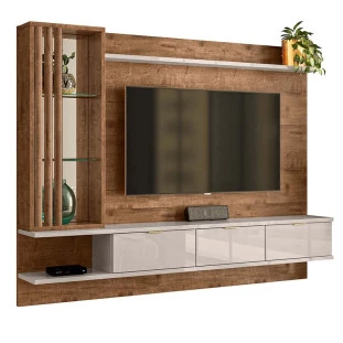 Painel Para TV Até 55 Pol Leblon 2.1 Lukaliam Canela/Off White