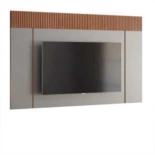 Painel Para TV 75 Polegadas Sagary 2.1 EAX Móveis Cinza/Tauari Ripado