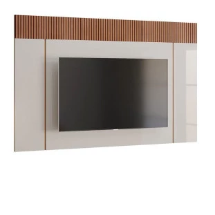Painel Para TV 75 Polegadas Sagary 2.1 EAX Móveis Off White/Tauari Ripado