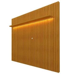 Painel Ripado Com LED 230x217 Para TV 75 Polegadas Nobre Clean Gelius Naturale