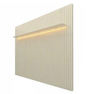 Painel Ripado 230x250 Com LED Para TV 85 Polegadas Nobre Gelius Off White