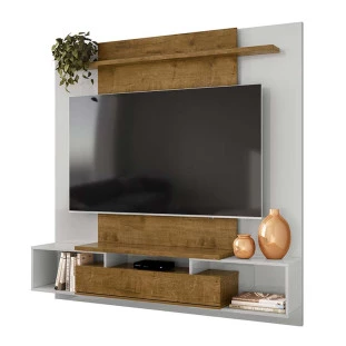 Painel Para TV Até 50 Pol Zeus 1.6 Lukaliam Off White/Canela