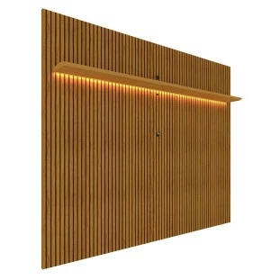 Painel Ripado 3D MDF 224cm x 250cm Para TV 75 Polegadas LED Requinte Gelius Naturale