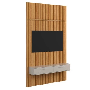 Painel Ripado Bali 148cm x 250cm TV 65 Polegadas Bancada Bali 1.5 Lukaliam Freijo/Off White