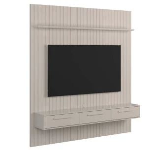 Painel Ripado Oslo Para TV 75 Polegadas 191cm x 207cm Bancada Bali 1.9 Lukaliam Off White