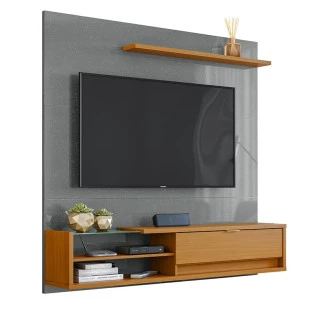 Painel Para TV 55 Polegadas 160cm Dali Lukaliam Cinza Perolizado/Tauari