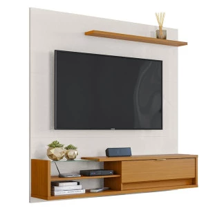 Painel Para TV 55 Polegadas 160cm Dali Lukaliam Off White Perolizado/Tauari