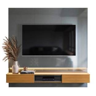 Painel Para TV 70 Polegadas 180cm Com LED Paris Lukaliam Cinza Perolizado/Tauari
