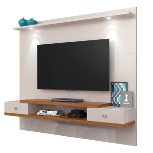 Painel Suspenso Para TV 60 Polegadas Vênus 1.8 Lukaliam Off White/Amêndoa