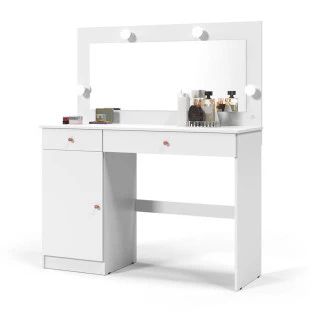 Penteadeira Camarim 120cm Espelho 4 Gavetas 1 Porta Diamante Patrimar Branco