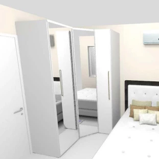 Quarto Modulado Completo 152.4 x 126.6 Com Espelho Daniela Robel Branco