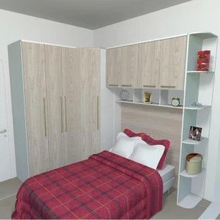Quarto Modulado Completo 187,4cm x 257,6cm Carolina Premium Robel Branco/Vanilla