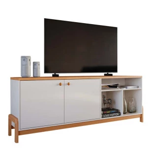 Rack Bancada Sala 183cm Para TV 75 Polegadas Sunny 1.83 Lukaliam Off White/Jequitiba