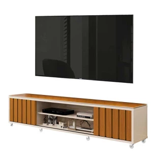 Rack Para TV 218cm 75 Polegadas Brise 2.2 EDN Off White/Cedro 