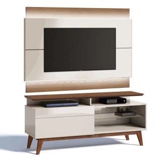 Rack com Painel Para TV Classic Mais 1G 1.4 Com LED Imcal Off White/Freijo