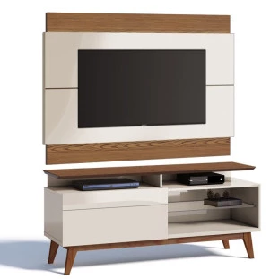 Rack com Painel Para TV Classic Mais 1G 1.4 Imcal Off White/Freijo