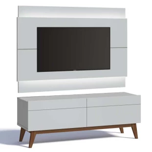 Rack com Painel Para TV Classic 2G 1.4 Com LED Imcal Branco