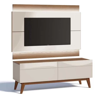 Rack com Painel Para TV Classic 2G 1.4 Com LED Imcal Off White/Freijo