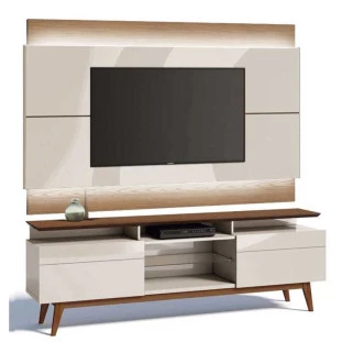 Rack com Painel Para TV Classic Mais 2G 1.8 Com LED Imcal Off White/Freijo 