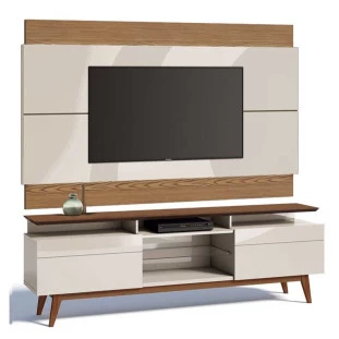 Rack com Painel Para TV Classic Mais 2G 1.8 Imcal Off White/Freijo
