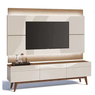Rack com Painel Para TV Classic 3G 1.8 Com LED Imcal Off White/Freijo