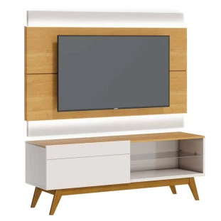 Rack com Painel Para TV 146cm 1 Gaveta Classic 1G 1.4 Com LED Imcal Naturale/Off White