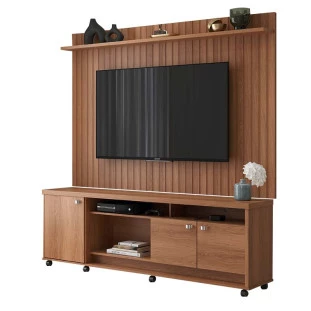 Rack com Painel Frisado 185cm Para TV 75 Dallas Lukaliam Jequitiba